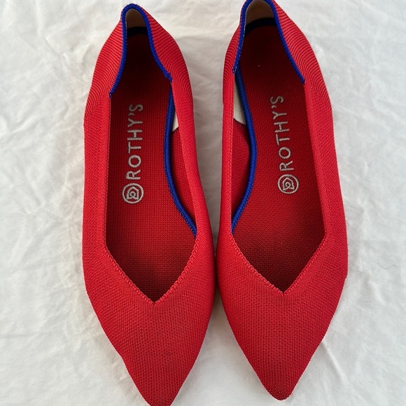 Rothy’s Pointed Toe Chili Red Slip On Shoes - Picture 1 of 8